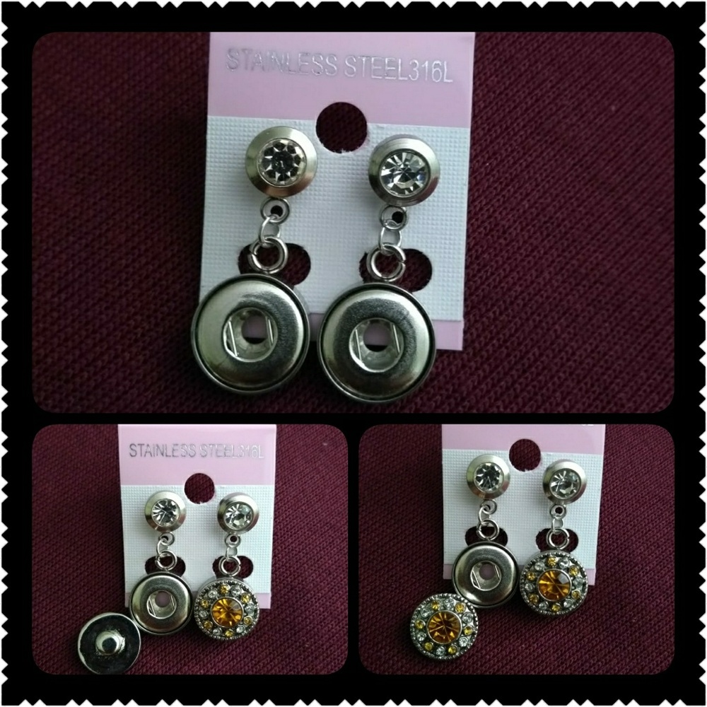 Luxe Mini Crystals Earrings Include 2 bottons